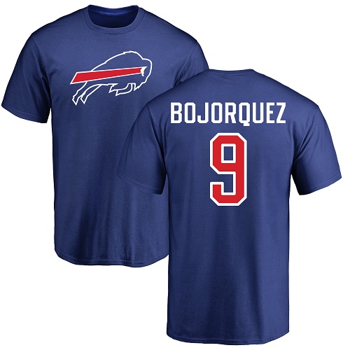 Men NFL Buffalo Bills #9 Corey Bojorquez Royal Blue Name and Number Logo T Shirt